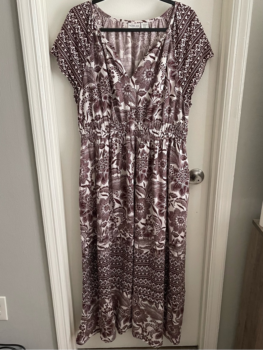 Floral V-Neck Maxi Dress in Wine